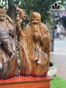 Tượng Phúc Lộc Thọ (Tam Đa) Gỗ Bách Xanh Cao 51 Ngang 26 Sâu 21 (cm)
