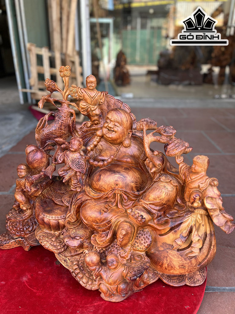 Tượng Phật Di Lặc Gỗ Sụn Hương Cao 56 Ngang 68 Sâu 41 (cm)