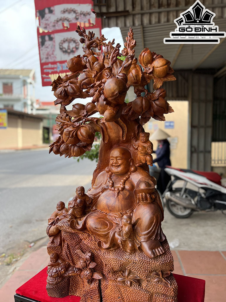Tượng Phật Di Lặc Ngũ Phúc Gỗ Hương Cao 116 Ngang 66 Sâu 40 (cm)