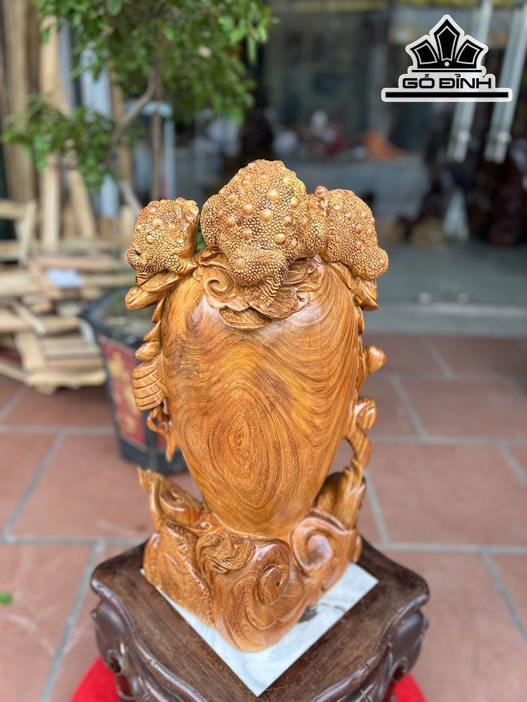 Tượng Tam Cóc Ngậm Tiền Gỗ Hương Cao 58 Ngang 27 Sâu 22 (cm)