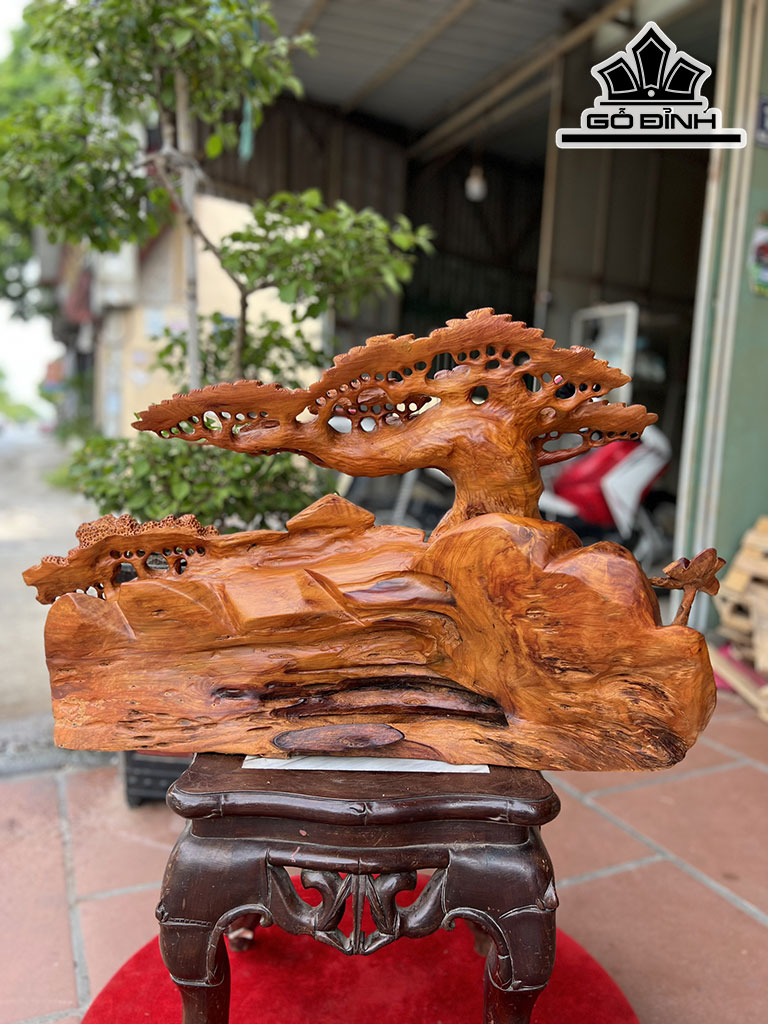 Tượng Tiểu Cảnh Gỗ Hương Cao 45 Ngang 70 Sâu 25 (cm)