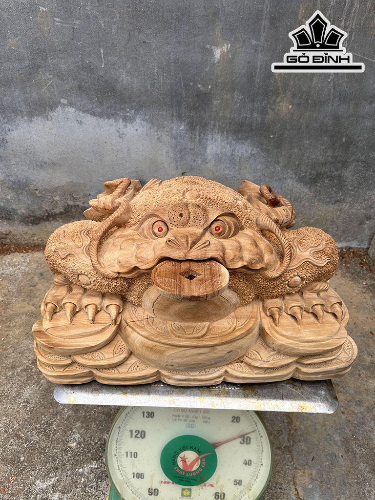 Tượng Thiềm Thừ Gỗ Ngọc Am Cao 30 Ngang 60 Sâu 38 (cm)