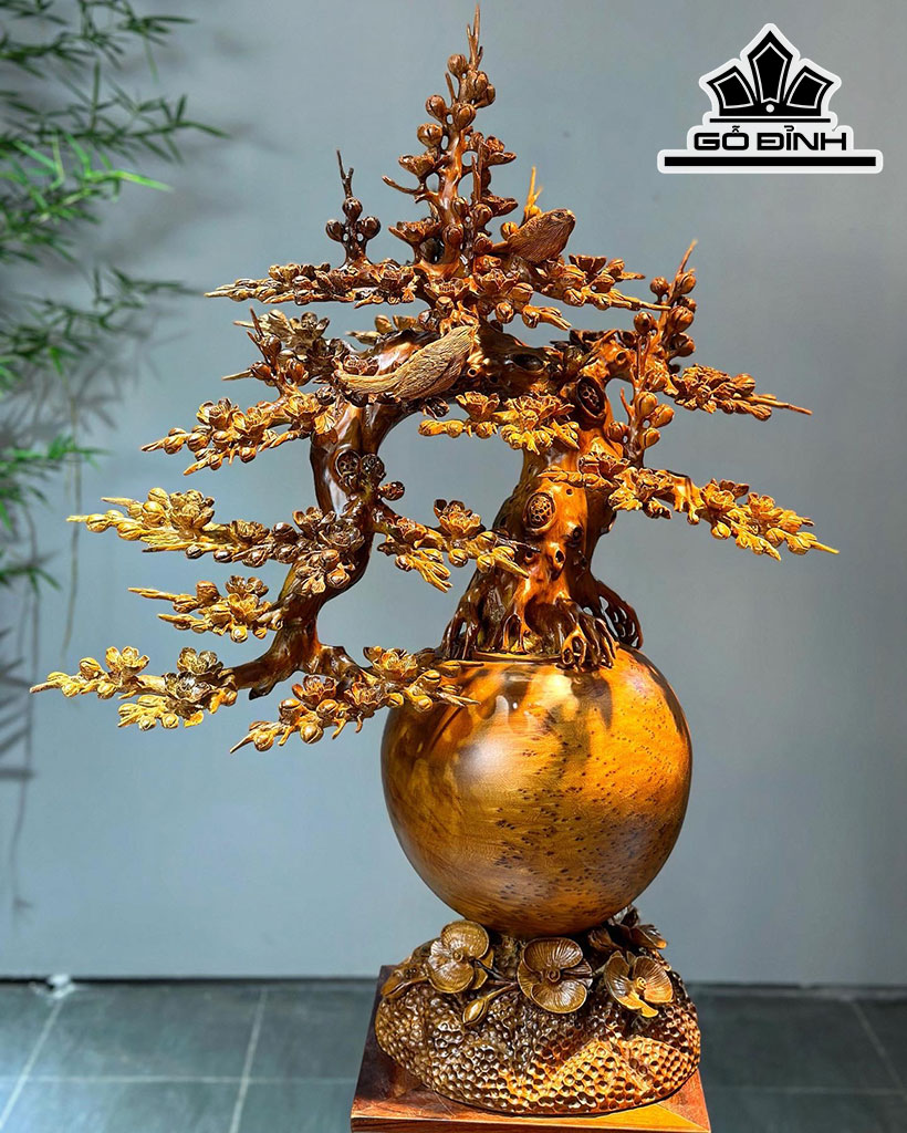 Bình Mai Phú Quý Gỗ Nu Ngọc Am Cao 93 Ngang 68 Sâu 40 (cm)