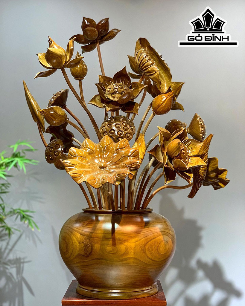 Bình Sen Gỗ Cẩm Vàng Cao 90 Ngang 70 Sâu 60 (cm)