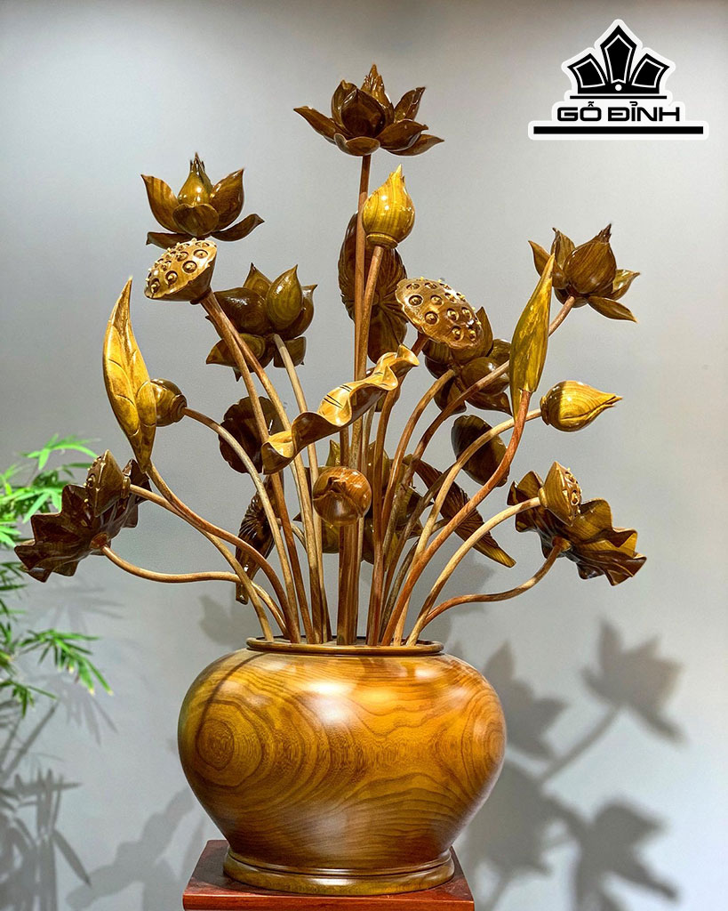 Bình Sen Gỗ Cẩm Vàng Cao 90 Ngang 70 Sâu 60 (cm)