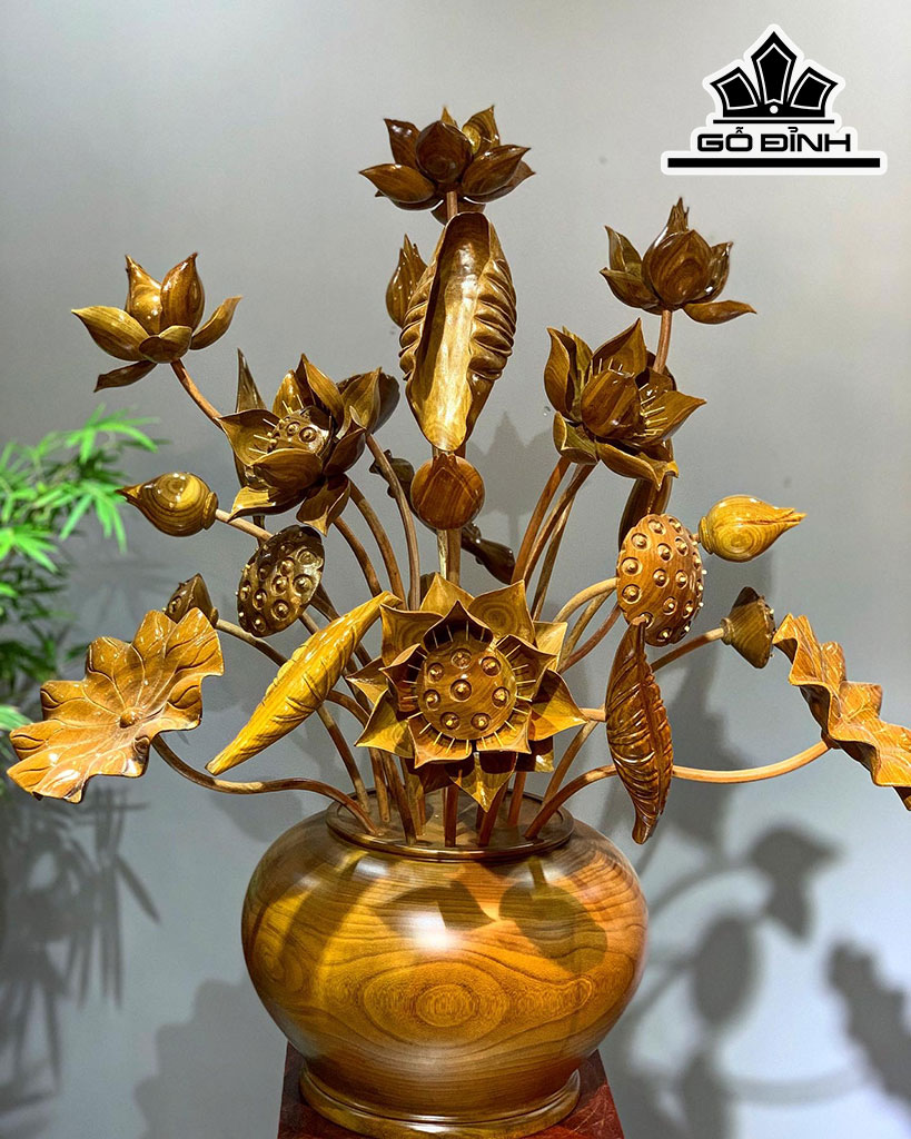 Bình Sen Gỗ Cẩm Vàng Cao 90 Ngang 70 Sâu 60 (cm)