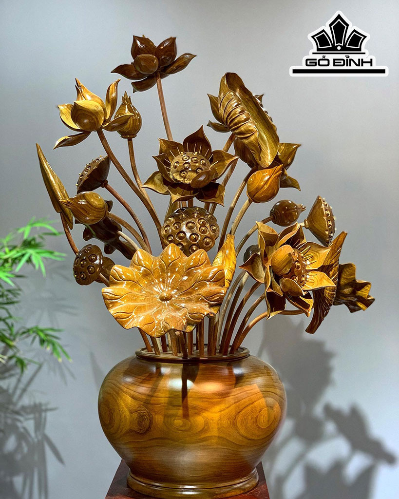 Bình Sen Gỗ Cẩm Vàng Cao 90 Ngang 70 Sâu 60 (cm)