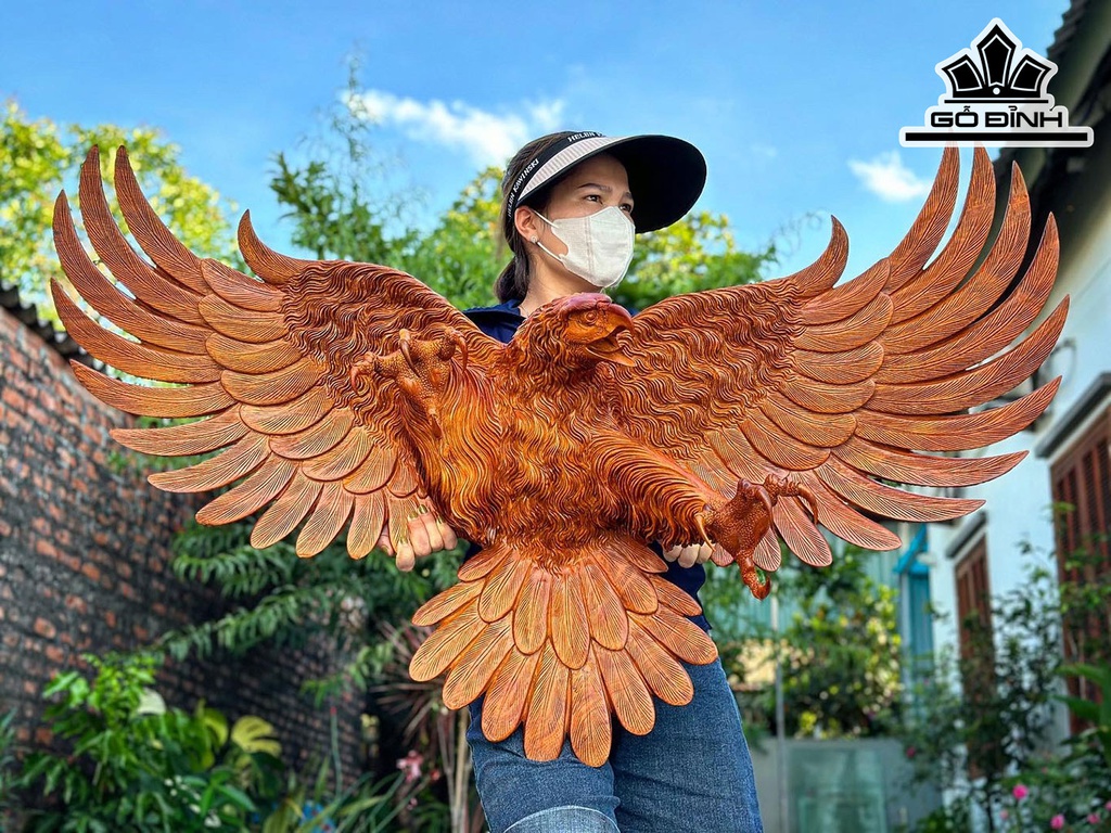 Tượng Đại Bàng Gỗ Hương Ngang 125 Cao 65 Sâu 35 (cm)
