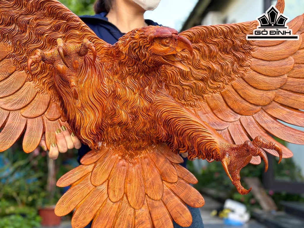 Tượng Đại Bàng Gỗ Hương Ngang 125 Cao 65 Sâu 35 (cm)