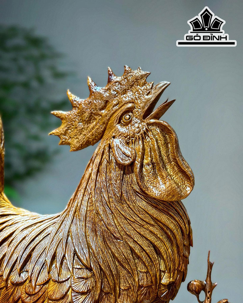 Tượng Gia Đình Gà Gỗ Nu Hương Cao 80 Ngang 60 Sâu 39 (cm)