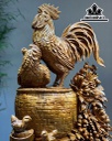 Tượng Gia Đình Gà Gỗ Ngọc Am Cao 75 Ngang 50 Sâu 24 (cm)