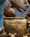 Tượng Gia Đình Gà Gỗ Ngọc Am Cao 75 Ngang 50 Sâu 24 (cm)