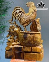 Tượng Gia Đình Gà Gỗ Ngọc Am Cao 75 Ngang 50 Sâu 24 (cm)