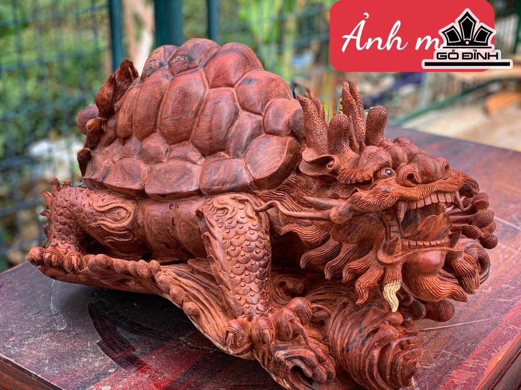 Tượng Long Quy Gỗ Hương Cao 30 Ngang 50 Sâu 48 (cm)