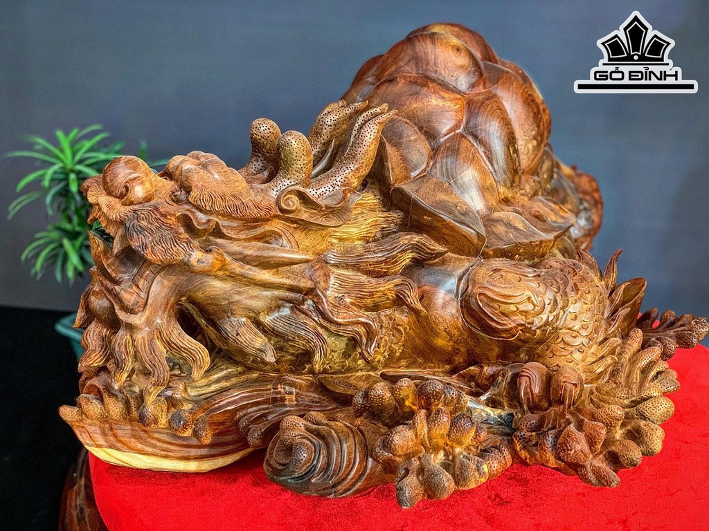 Tượng Long Quy Gỗ Hương Cao 30 Ngang 50 Sâu 48 (cm)