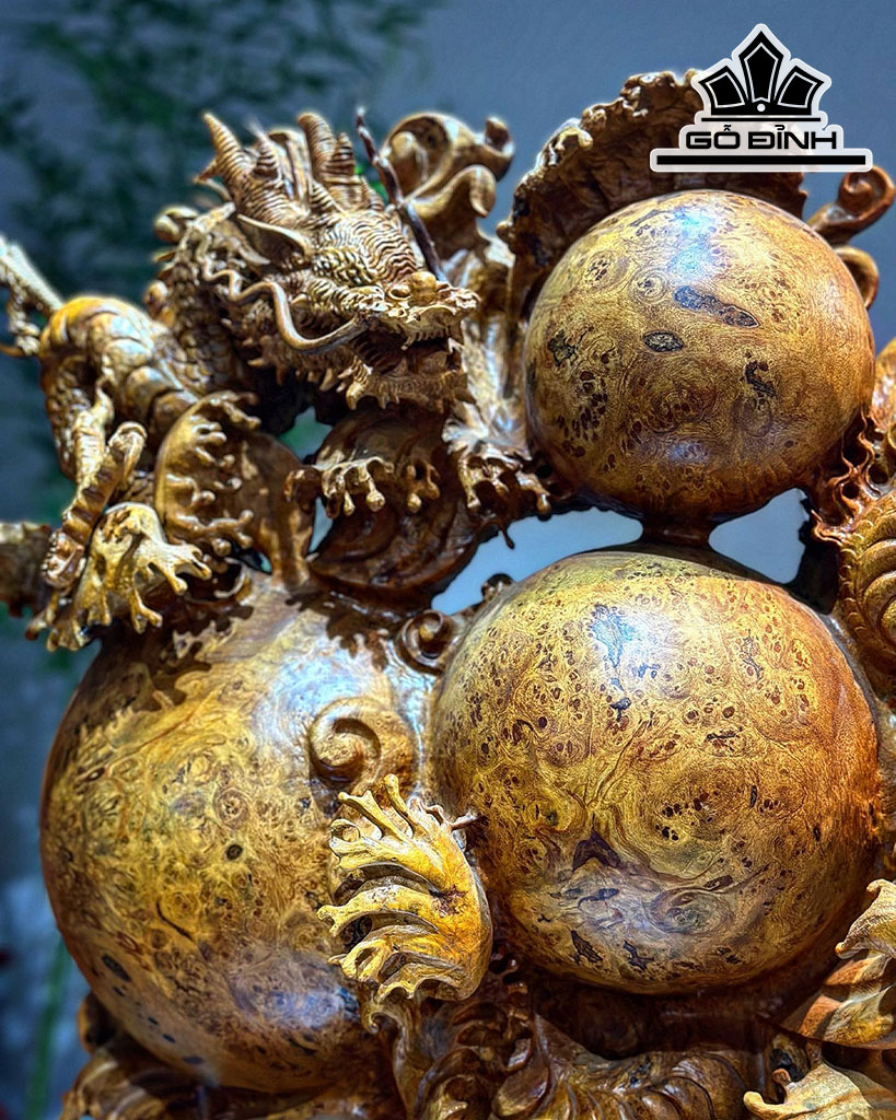 Tượng Nhất Long Gỗ Nu Hương Cao 54 Ngang 60 Sâu 21 (cm)