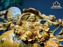 Tượng Phật Di Lặc Cưỡi Cá Chép Gỗ Ngọc Am Ngang 88 Cao 50 Sâu 24 (cm)