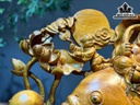 Tượng Phật Di Lặc Cưỡi Cá Chép Gỗ Ngọc Am Ngang 88 Cao 50 Sâu 24 (cm)
