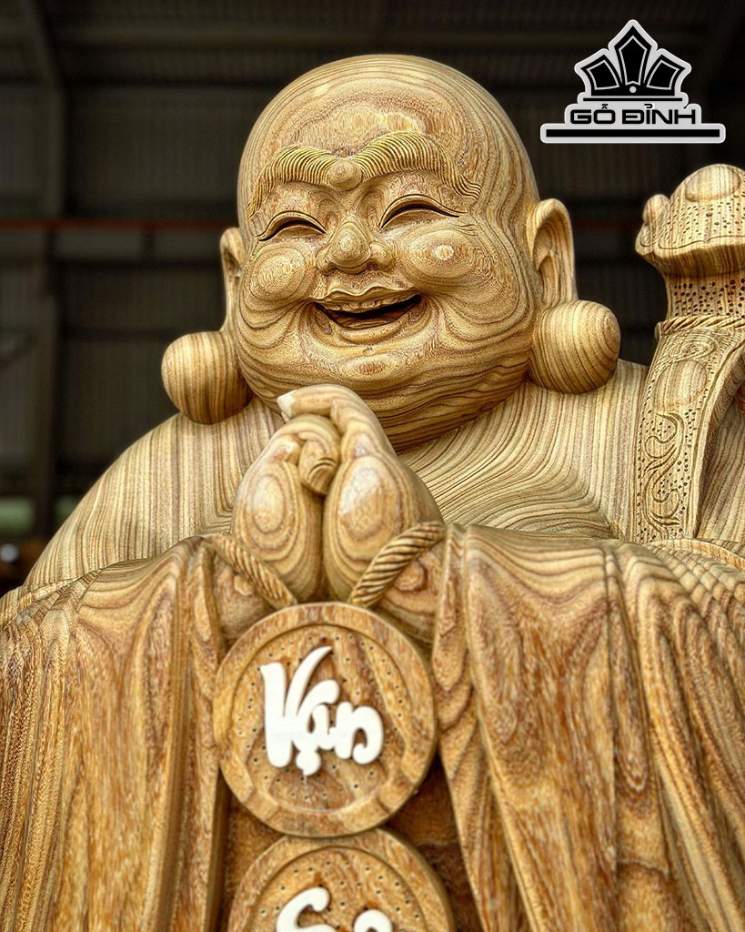 Tượng Phật Di Lặc Chúc Phúc Gỗ Cẩm Vàng Cao 160 Ngang 60 Sâu 50 (cm)