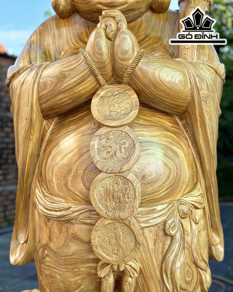 Tượng Phật Di Lặc Chúc Phúc Gỗ Cẩm Vàng Cao 180 Ngang 65 Sâu 58 (cm)