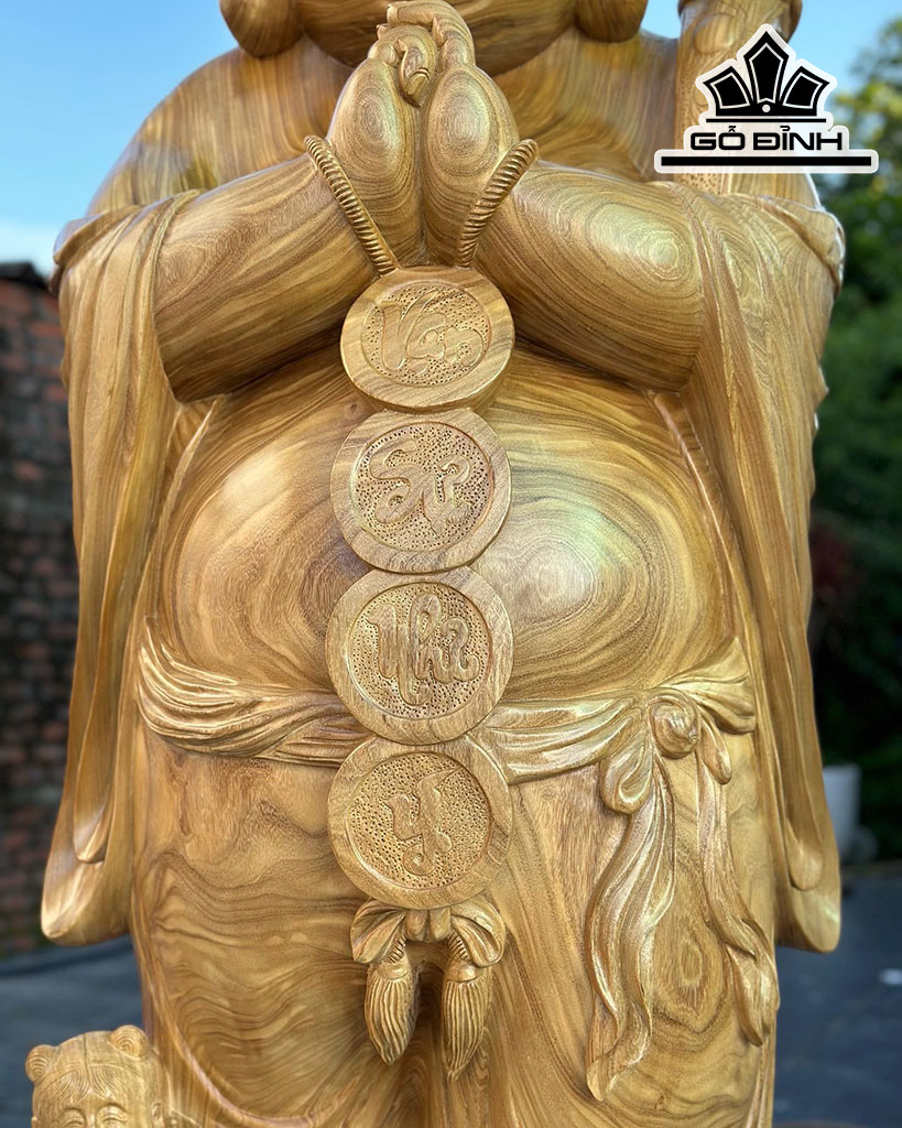 Tượng Phật Di Lặc Chúc Phúc Gỗ Cẩm Vàng Cao 180 Ngang 65 Sâu 58 (cm)