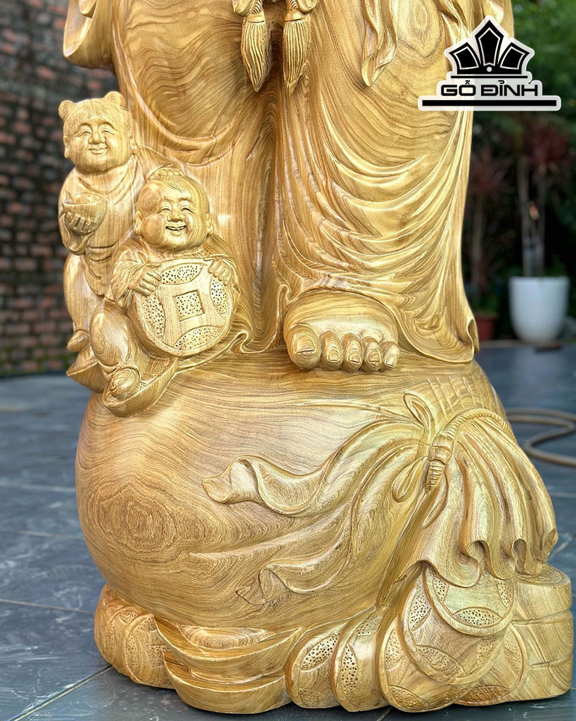 Tượng Phật Di Lặc Chúc Phúc Gỗ Cẩm Vàng Cao 180 Ngang 65 Sâu 58 (cm)