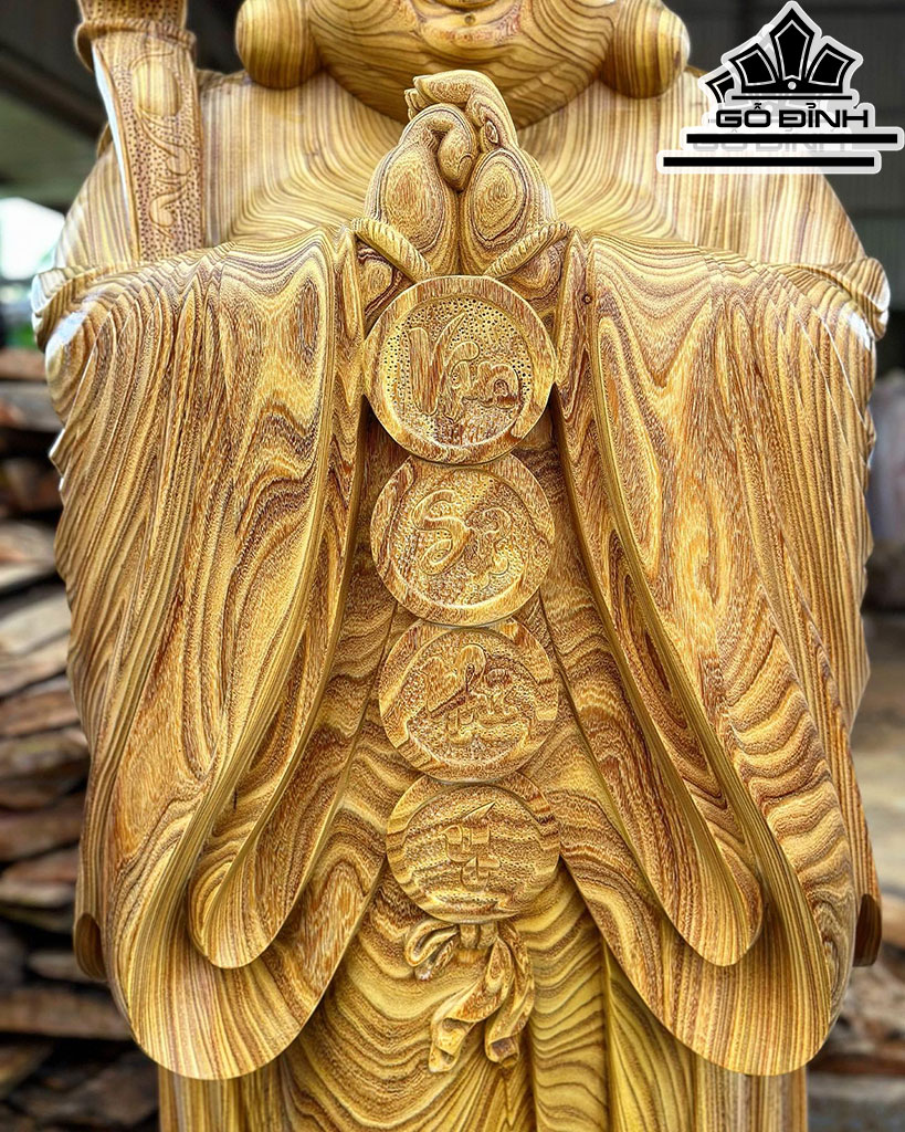 Tượng Phật Di Lặc Chúc Phúc Gỗ Cẩm Vàng Cao 180 Ngang 66 Sâu 60 (cm)