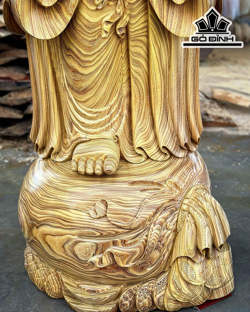 Tượng Phật Di Lặc Chúc Phúc Gỗ Cẩm Vàng Cao 180 Ngang 66 Sâu 60 (cm)