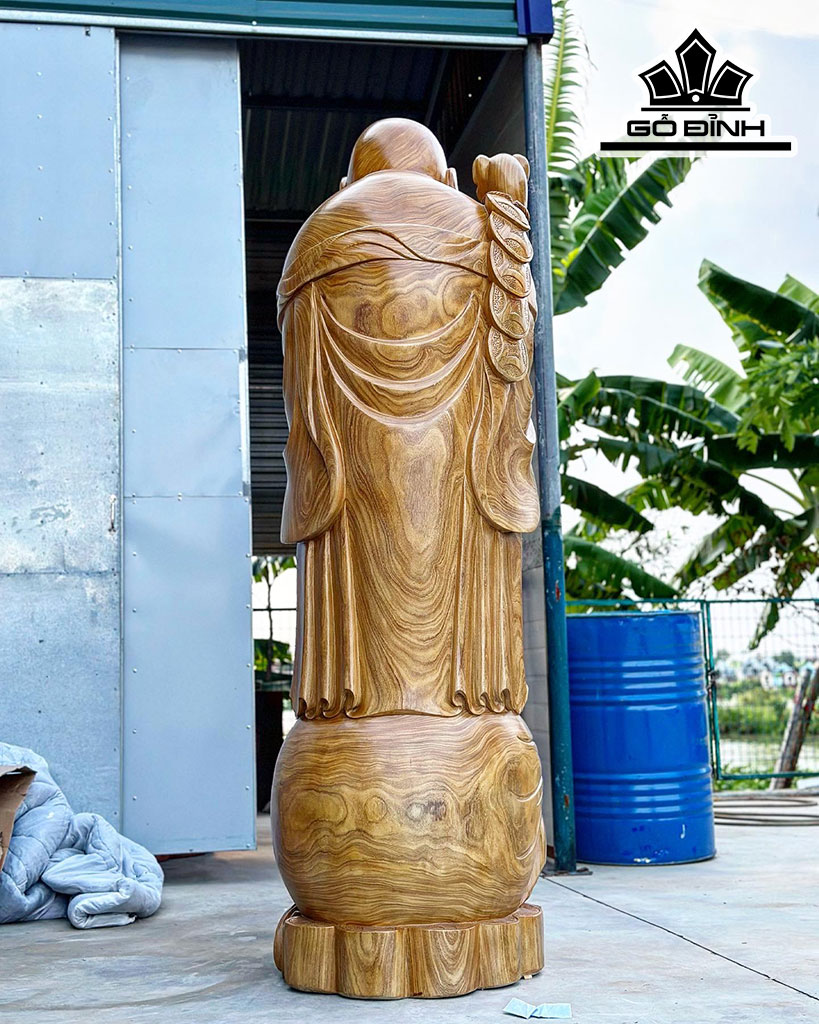 Tượng Phật Di Lặc Chúc Phúc Gỗ Cẩm Vàng Cao 200 Đường Kính 60 (cm)