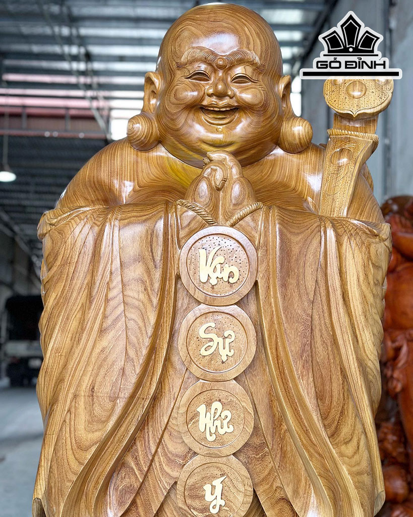 Tượng Phật Di Lặc Chúc Phúc Gỗ Cẩm Vàng Cao 200 Ngang 74 Sâu 65 (cm)