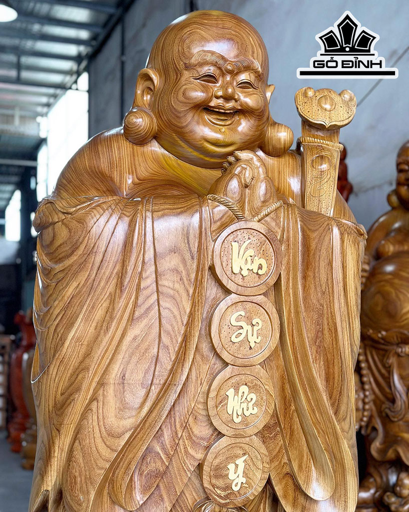 Tượng Phật Di Lặc Chúc Phúc Gỗ Cẩm Vàng Cao 200 Ngang 74 Sâu 65 (cm)