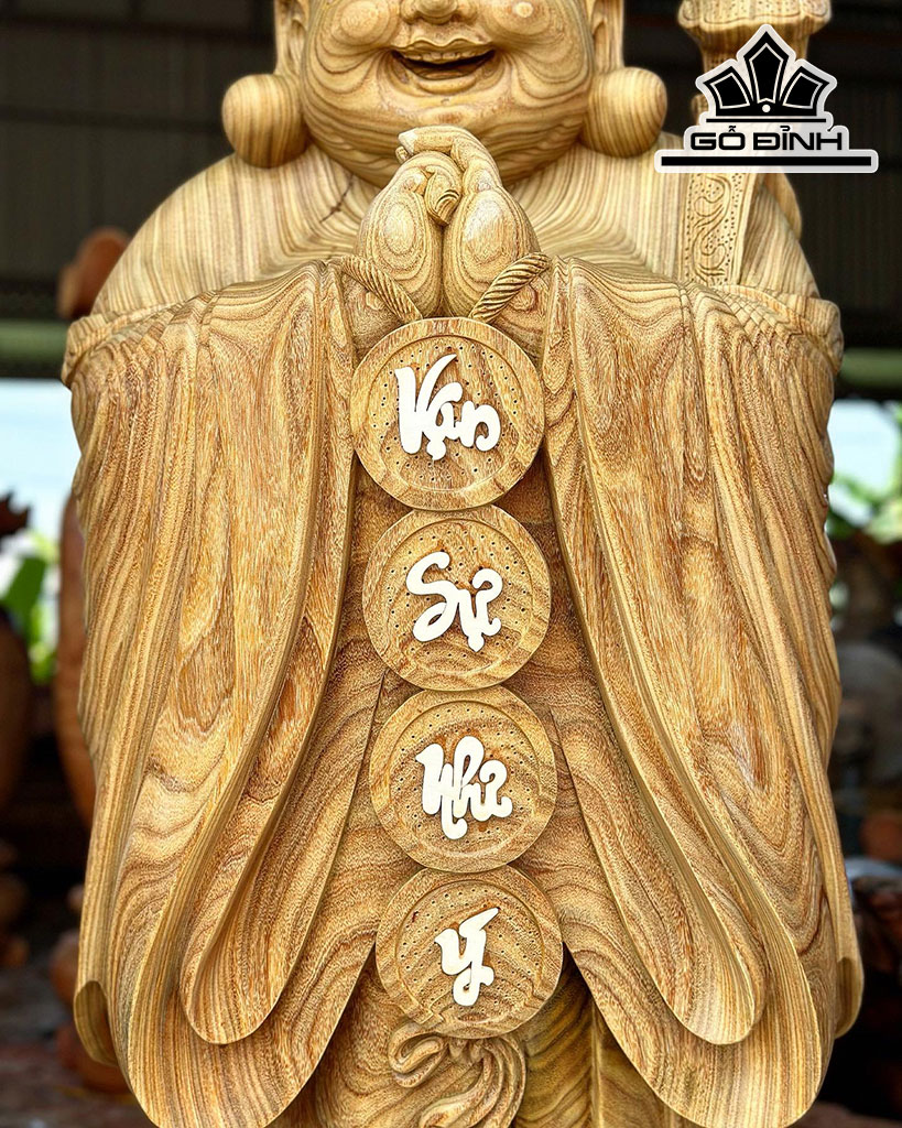 Tượng Phật Di Lặc Chúc Phúc Gỗ Cẩm Vàng Ngang 160 Cao 60 Sâu 50 (cm)