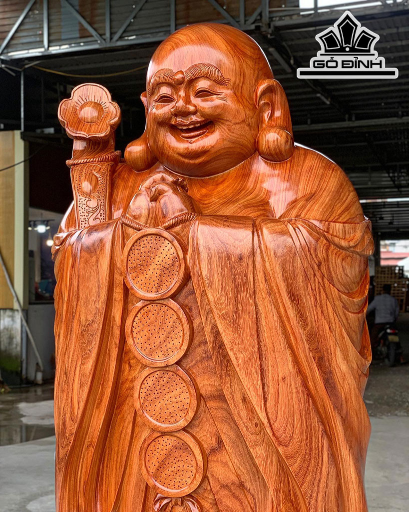 Tượng Phật Di Lặc Chúc Phúc Gỗ Hương Cao 180 Ngang 68 Sâu 55 (cm)