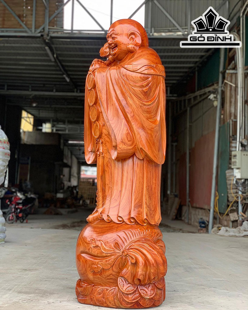 Tượng Phật Di Lặc Chúc Phúc Gỗ Hương Cao 180 Ngang 68 Sâu 55 (cm)