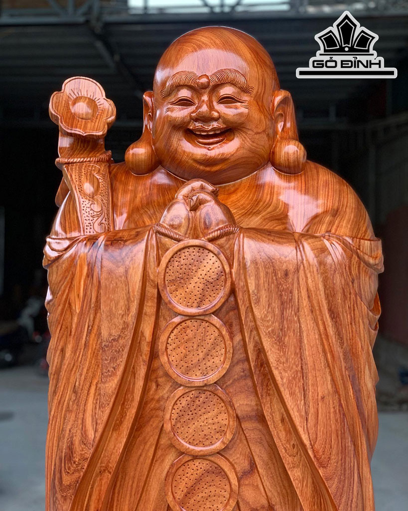 Tượng Phật Di Lặc Chúc Phúc Gỗ Hương Cao 180 Ngang 68 Sâu 55 (cm)