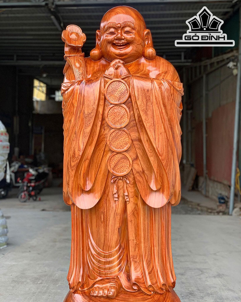 Tượng Phật Di Lặc Chúc Phúc Gỗ Hương Cao 180 Ngang 68 Sâu 55 (cm)