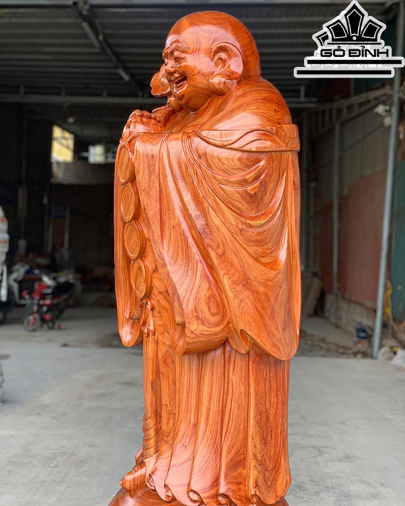 Tượng Phật Di Lặc Chúc Phúc Gỗ Hương Cao 180 Ngang 68 Sâu 55 (cm)