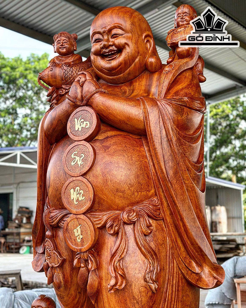 Tượng Phật Di Lặc Chúc Phúc Gỗ Hương Cao 240 Ngang 103 Sâu 80 (cm)