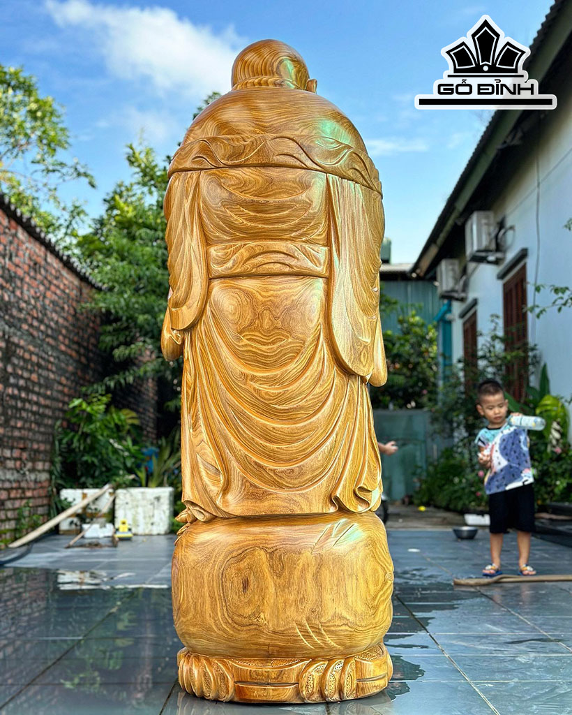 Tượng Phật Di Lặc Gỗ Cẩm Vàng Cao 180 Ngang 65 Sâu 55 (cm)