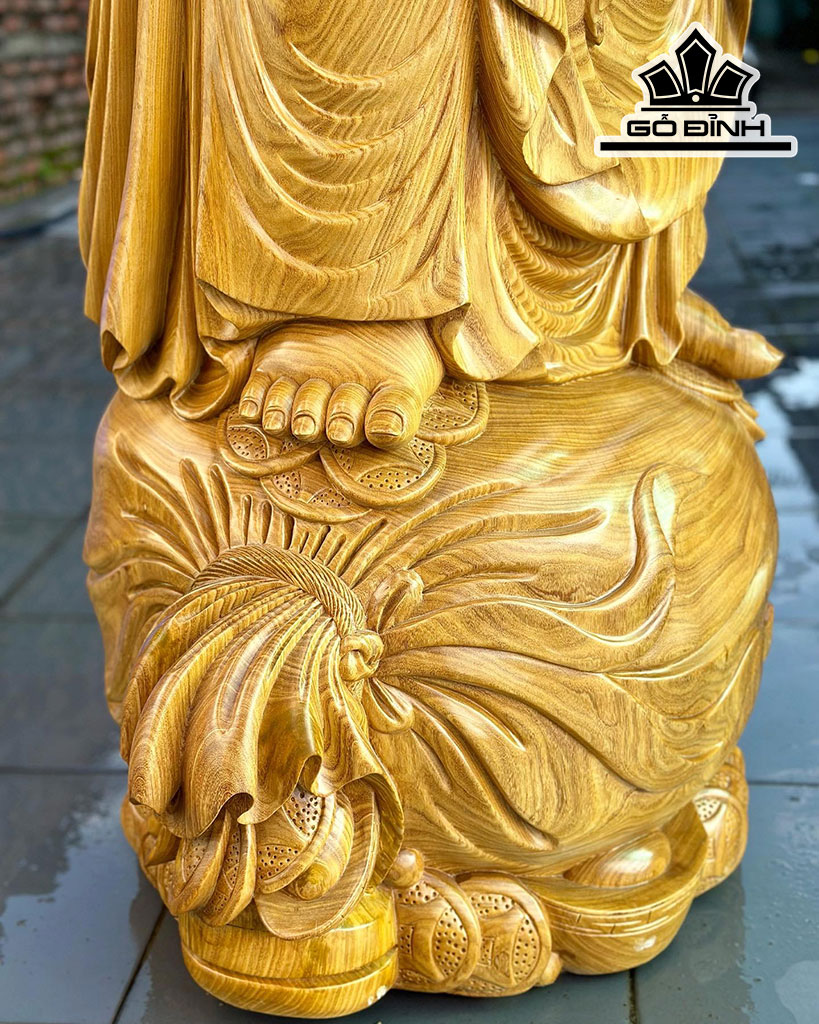 Tượng Phật Di Lặc Gỗ Cẩm Vàng Cao 180 Ngang 65 Sâu 55 (cm)