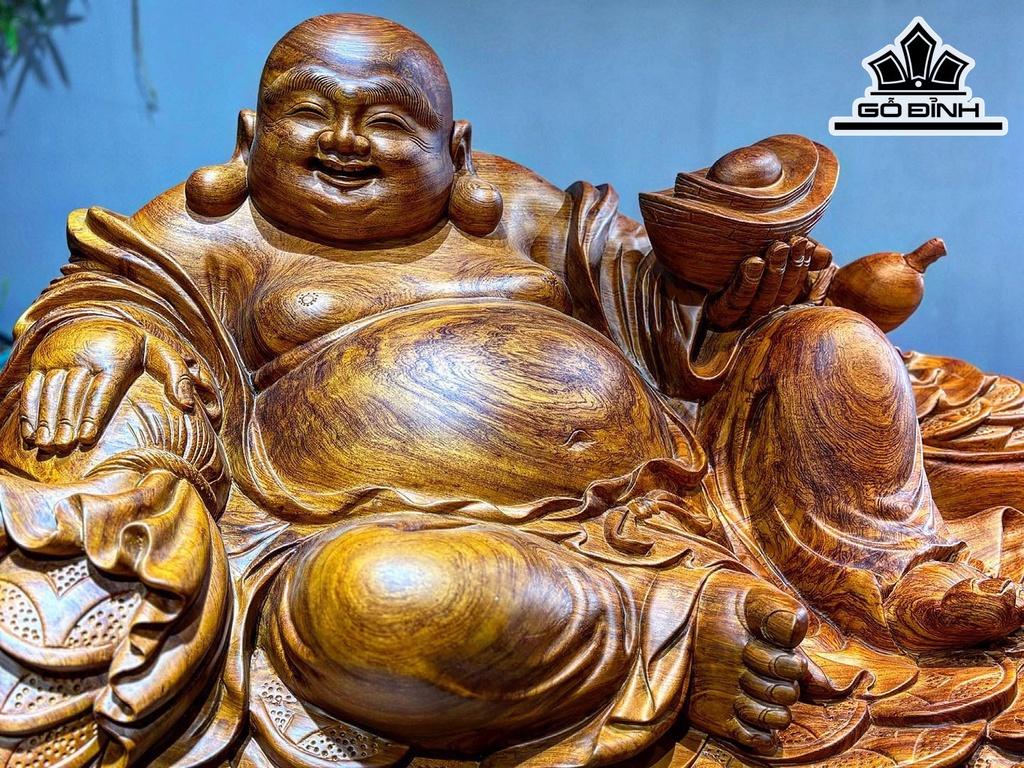 Tượng Phật Di Lặc Gỗ Hương Cao 63 Ngang 97 Sâu 65 (cm)