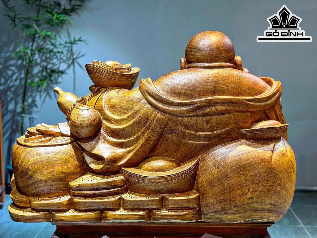 Tượng Phật Di Lặc Gỗ Hương Cao 63 Ngang 97 Sâu 65 (cm)