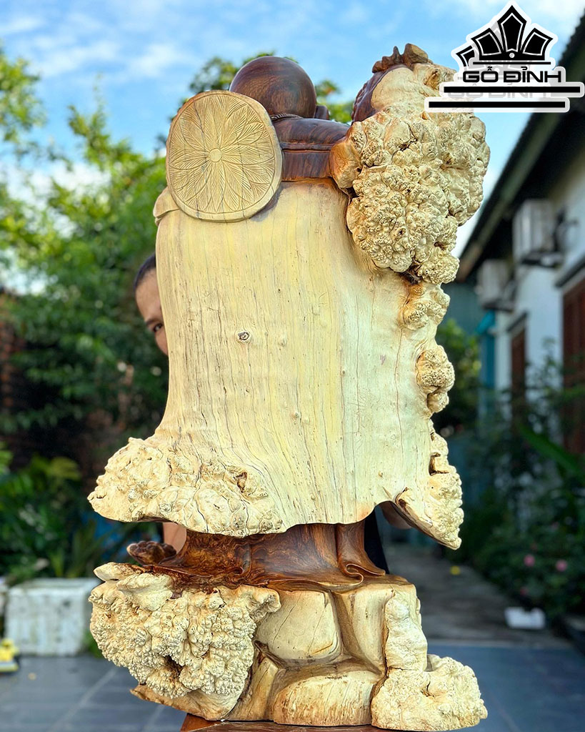 Tượng Phật Di Lặc Gỗ Nu Hương Cao 85 Ngang 54 Sâu 42 (cm)