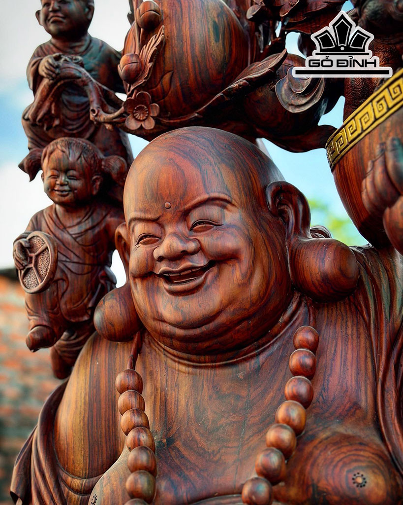 Tượng Phật Di Lặc Gỗ Trắc Cao 190 Ngang 58 Sâu 50 (cm)