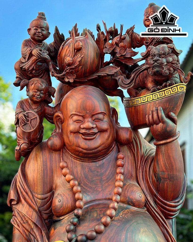 Tượng Phật Di Lặc Gỗ Trắc Cao 190 Ngang 58 Sâu 50 (cm)