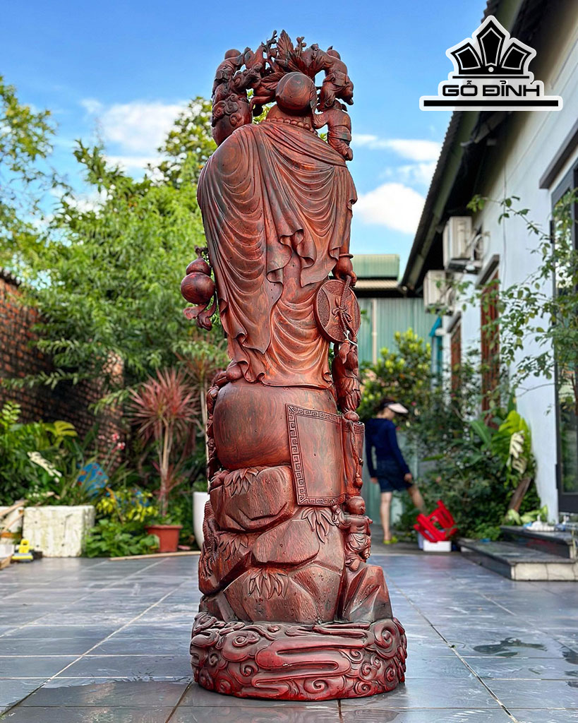 Tượng Phật Di Lặc Gỗ Trắc Cao 190 Ngang 58 Sâu 50 (cm)