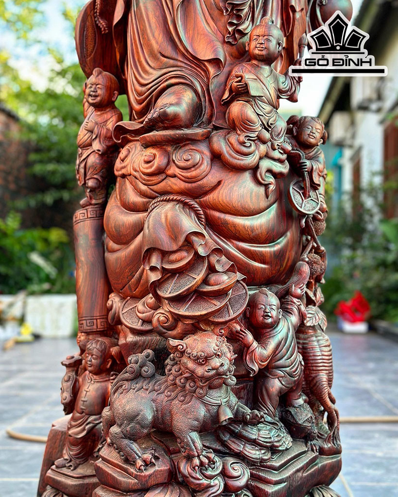 Tượng Phật Di Lặc Gỗ Trắc Cao 190 Ngang 58 Sâu 50 (cm)