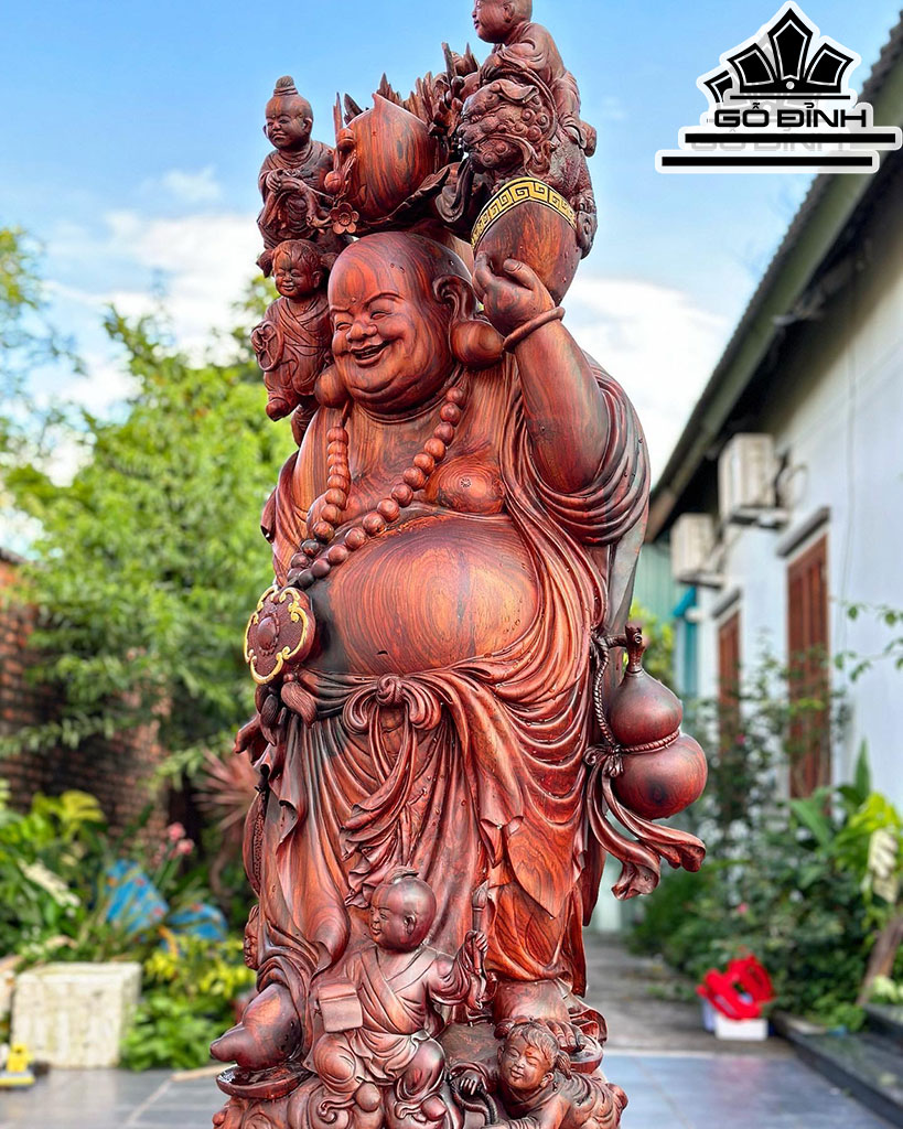 Tượng Phật Di Lặc Gỗ Trắc Cao 190 Ngang 58 Sâu 50 (cm)