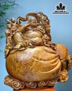Tượng Phật Di Lặc Ngồi Bao Tiền Gỗ Nu Hương Ngang 58 Cao 60 Sâu 27 (cm)