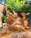 Tượng Phật Di Lặc Tam Phúc Gỗ Nu Hương Cao 52 Ngang 48 Sâu 24 (cm)